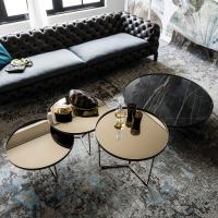 Plateau en verre bronze miroir pour la table basse ronde de salon design Billy de Cattelan