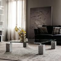 Table basse avec plateau en verre et pieds en marbre Dielle de Cattelan