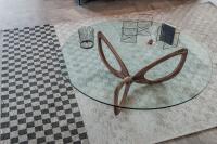 Table basse Helix par Cattelan avec plateau rond et base en bois de noyer Canaletto