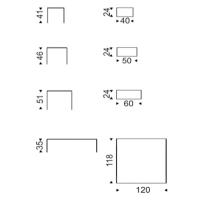 Modèles et Dimensions de la table basse Kitano de Cattelan