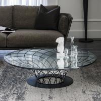 Table basse avec base tressée en métal gaufré et verre Nido par Cattelan