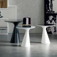 Table basse design ronde avec plateau en verre cristal Peyote