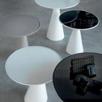 Table basse avec plateau en verre Peyote de Cattelan, finition blanc, gris (non disponible) et graphite