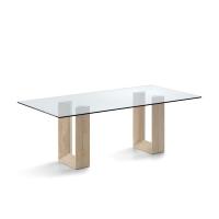 Table en marbre et plateau en cristal Diapason - modèle avec plateau rectangulaire