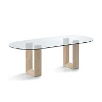 Table en marbre et plateau en cristal Diapason - modèle avec plateau ovale