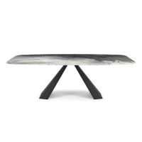 Table rectangulaire modelée Eliot avec plateau en verre cristal CrystalArt CY01