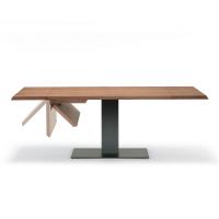 Table Elvis avec plateau en bois et structure en métal laqué - ouverture de la rallonge