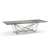 Table design avec base en métal et plateau en marbre Albâtre Gordon