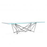 Table design Gordon Cattelan avec plateau en verre