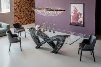 Table Hystrix par Cattelan avec plateau en verre et base en acier