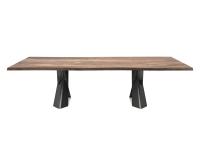 Table Mad Max de Cattelan avec plateau en bois avec bord linéaire oblique a 45°