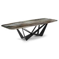 Table Skorpio de Cattelan avec plateau en verre cristal et impressions décoratives CrystalArt
