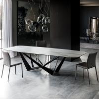 Table de salon Skorpio avec plateau en pierre Keramik