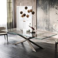 Table en verre cristal Spyder de Cattelan avec base entrecroisée en métal