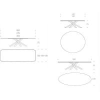 Table Style - dimensions plateau fixe façonné - rond et elliptique