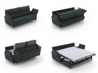 Sequenza di apertura del letto mediante rotazione dello schienale del divano Brera