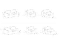 Divano letto Holdem: lineare 2 posti; posto aggiuntivo per divano 3 posti; penisola