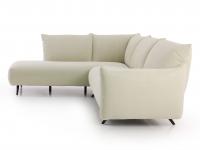 Vista laterale e proporzioni del divano Malibù con angolo meridienne