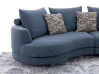 Proporzioni del divano Messico con sedute sagomate e spalliera curva
