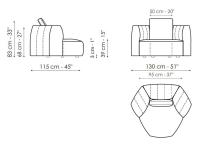 Canapé design avec modules hexagonaux Panorama New - Schémas et dimensions du fauteuil, qui peut également être combiné avec d'autres éléments dans une composition