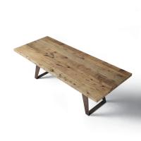 Table moderne en bois et en métal Asako, avec plateau en bois Aulne Naturel