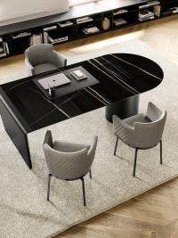 Chaise Evora en cuir avec assise pivotante, idéal pour  un élégant secrétaire ou bureau home-office