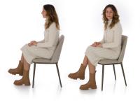 Exemple et proportions de l'assise de la chaise Michela sans accoudoirs avec pieds en métal