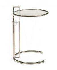 Table basse Eileen Gray avec structure en tubes d'acier chromé