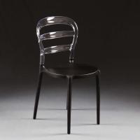 Chaise moderne bicolore Lilian - assise en polypropylène Noir et dossier en polycarbonate Transparent
