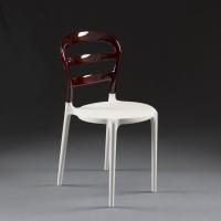 Chaise moderne bicolore Lilian - assise en polypropylène Blanc et dossier en polycarbonate Rouge