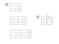 A) Largeur et hauteur intérieure des versions simple et double - B) Profondeur du tiroir et hauteur du compartiment supérieur ouvert