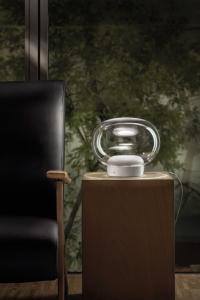 Lampe de table à globe de verre fumé La Mariée