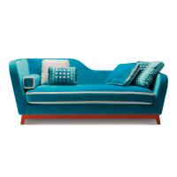 Canapé-lit Jeremie avec revêtement Trendy en velours turquoise et base laquée RAL