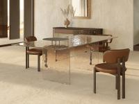 Table en verre martelé design haut de gamme Jared - finition transparente ambrée dégradée