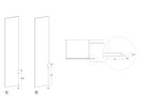 Façades avec débord et encoche - Dimensions Spécifiques dans les deux versions : A) hauteur meuble Tv ; B) home office