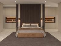 Chambre à coucher de prestige avec armoires encastrées et éclairage LED