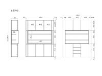 Armoire séjour avec compartiment central Lounge.  - Dimensions spécifiques version avec tiroirs centraux: 170,5 cm