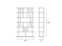 Schéma et dimensions de la bibliothèque de séparation en bois Caravel
