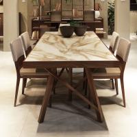 Table de salle à manger en bois Zeta avec céramique effet verre LAMINAM