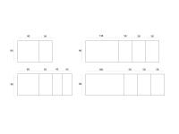 Schémas et dimensions de la table Albus en modèle carré extensible et rectangulaire extensible à trois rallonges