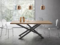 Table rectangulaire Argus en essence bois de chêne naturel écorcé