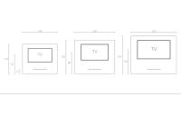 Schéma dimensions meuble tv suspendu (exemple avec tv 40'', 46'' et 55'')