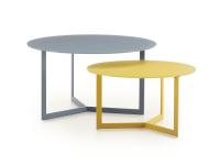 Table de salon ronde colorée Danny avec plateau en verre et base en métal