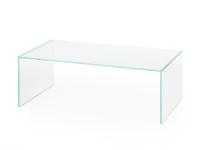 Table basse pont rectangulaire en verre transparent extra-clair