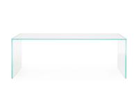 Vue frontale de la table basse en verre en version rectangulaire L.110 x P.55 x H.35 cm