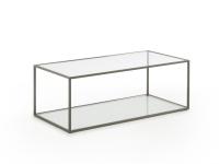Table basse rectangulaire Coby avec deux plateaux d'appui en verre