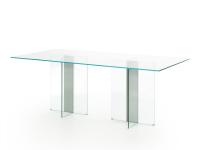 Table entièrement en verre avec plateau de 12 mm d'épaisseur