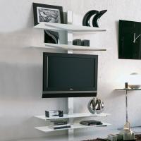 Meuble-TV orientable Kino avec étagères en cristal mural modèle A