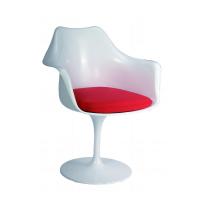 Tulip armchair in red fabric