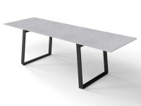 Gladio - Table avec plateau en stratifié effet pierre avec rallonges assorties